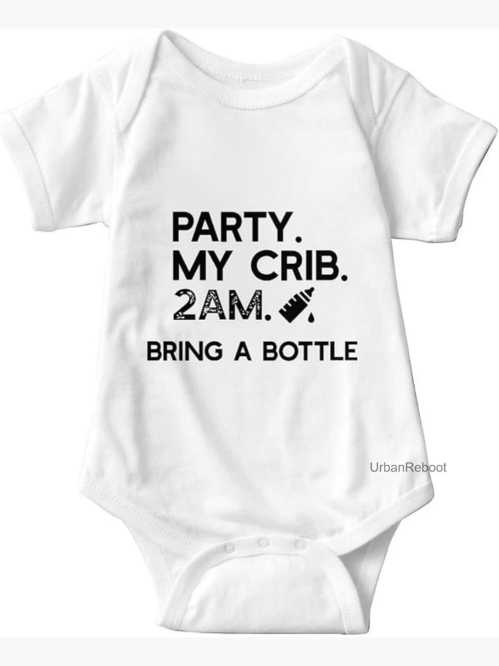 Baby Bodysuit Funny Saying 'Party at My Crib' Infant Romper Short Sleeve Cotton